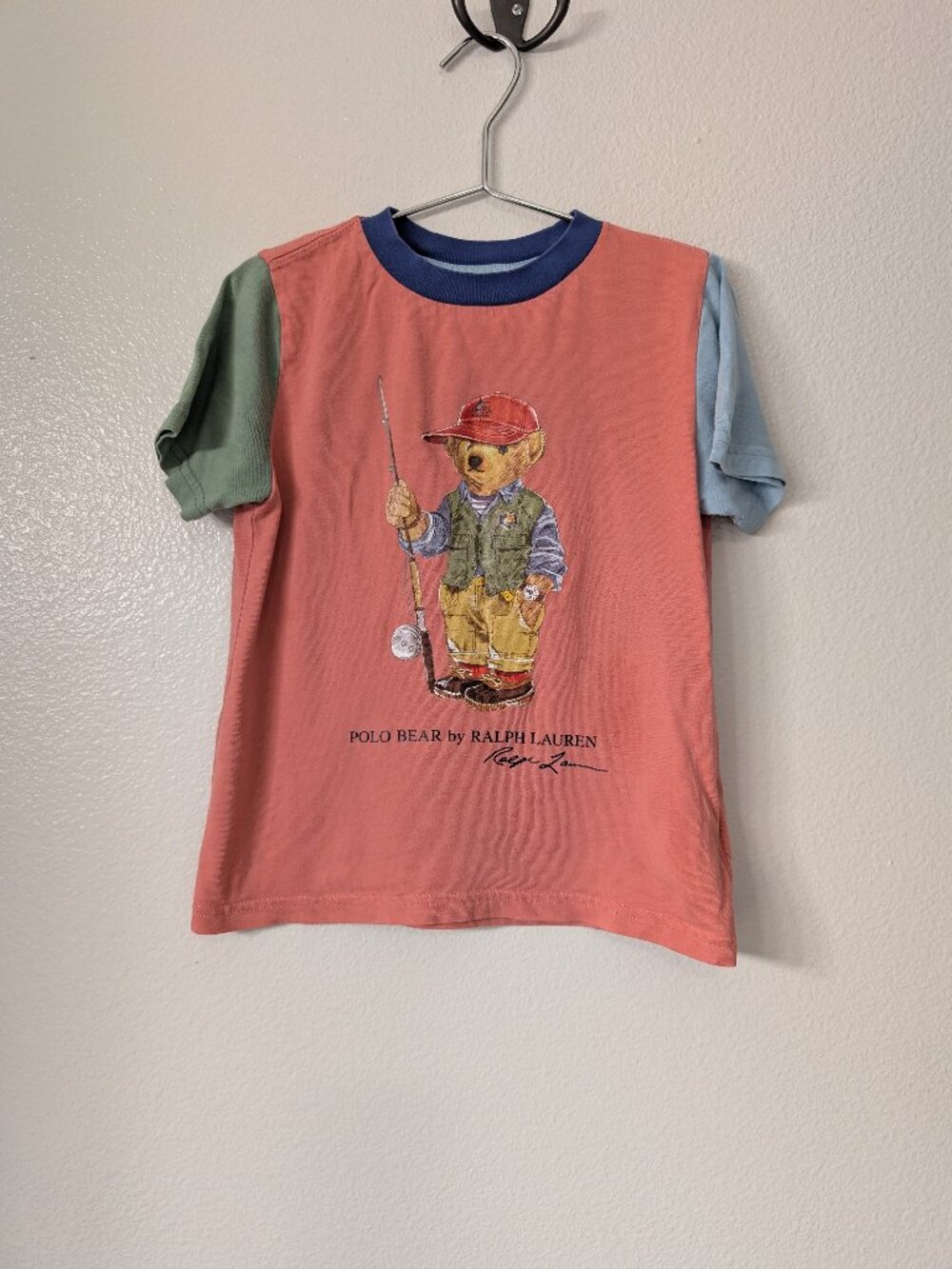 Polo Ralph Lauren Boys Polo Bear Fishing Color Block Tee Size 4/4T